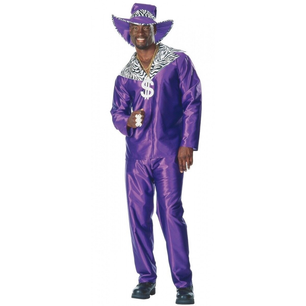 Adult x Large Purple and Zebra Pimp/Mac Daddy Halloween Costume